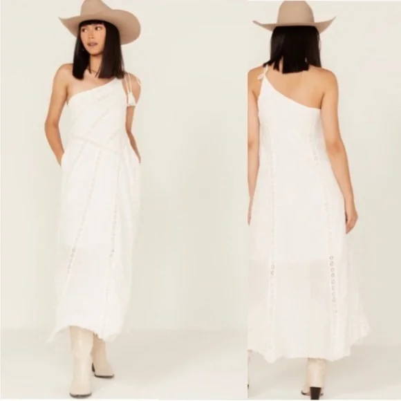 Free People | Dresses | Free People Xs Bella One Shoulder Dress White 378  Midi Summer Beach Wedding | Poshmark